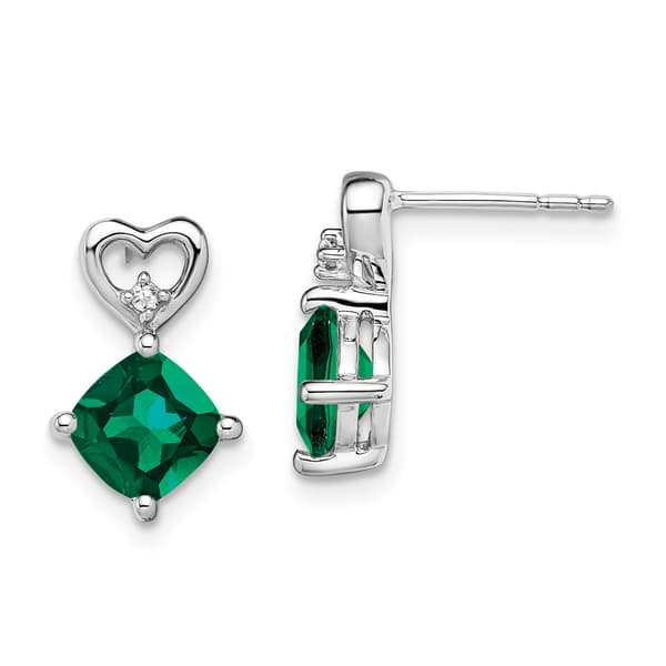 14kt. White Gold Emerald Diamond Stud Earrings - image 