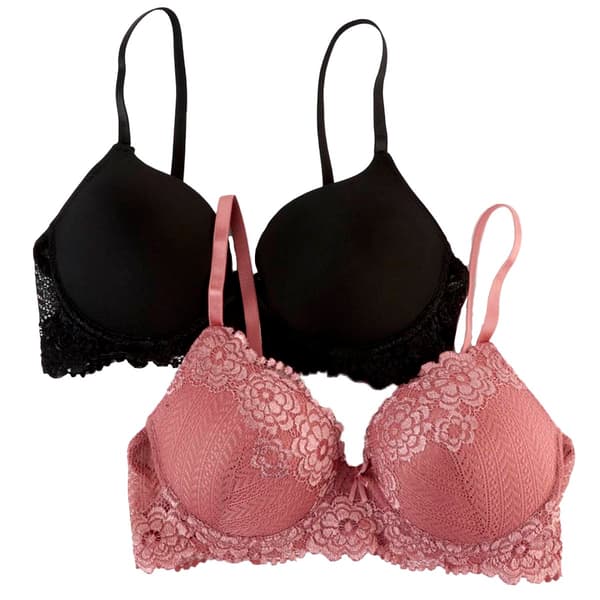 Juniors Ava Rose 2pk. Allover Galloon Lace Push Up Bra 502960EBV - image 