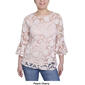 Womens NY Collection 3/4 Flare Sleeve Mesh Floral Burnout Blouse - image 2