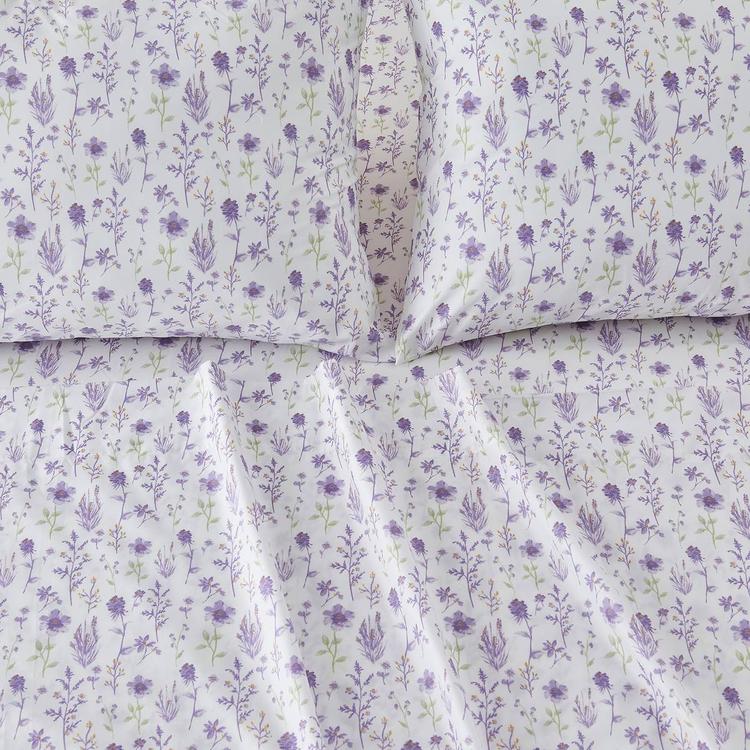 FreshFolds Delia Premium Lavender Floral Microfiber Sheet Set
