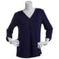 Womens Kasper Solid 3/4 Tab Sleeve V-Neck Henley Tee - image 9