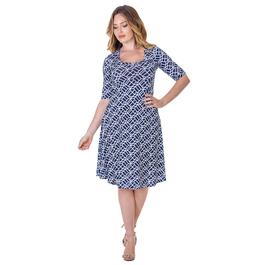Womens 24/7 Comfort Apparel Geometric Knee Length A-Line Dress