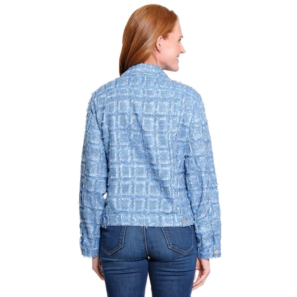 Womens Ali Miles Jacquard Feather Textured Button Front Blouse