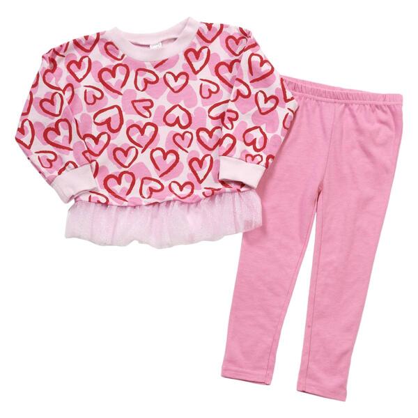Toddler Girl Willow & Whimsy Tulle Hem Hearts Top & Leggings Set - image 
