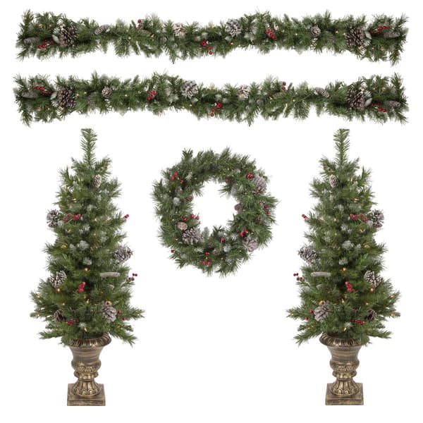 Northlight Seasonal 5pc. Frosted Pine Artificial Christmas Set - image 