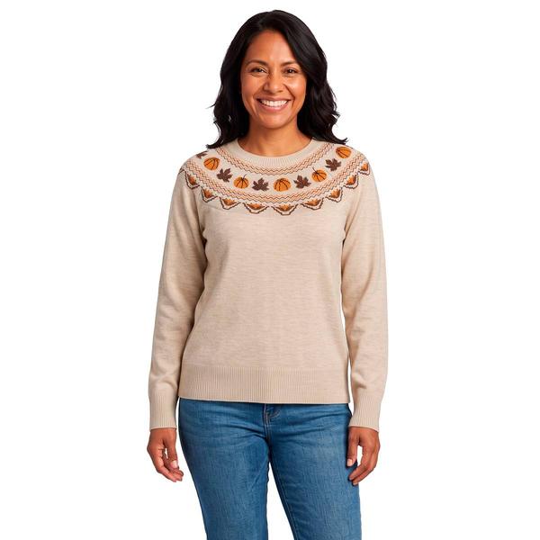 Womens Retrology Crew Neck Pumpkin Fair Isle Sweater - image 