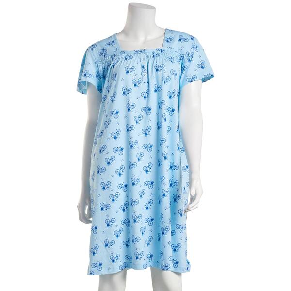 Petites White Orchid Short Sleeve Bikes Nightgown - image 