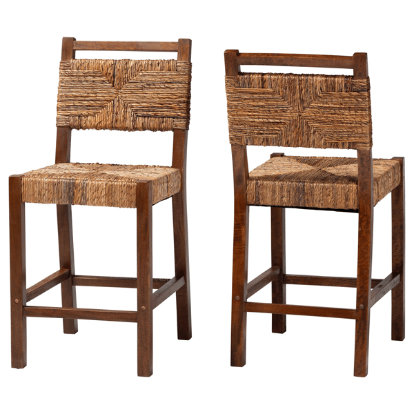 bali & pari 2pc. Cordoba Bohemian Seagrass Counter Stool Set - image 