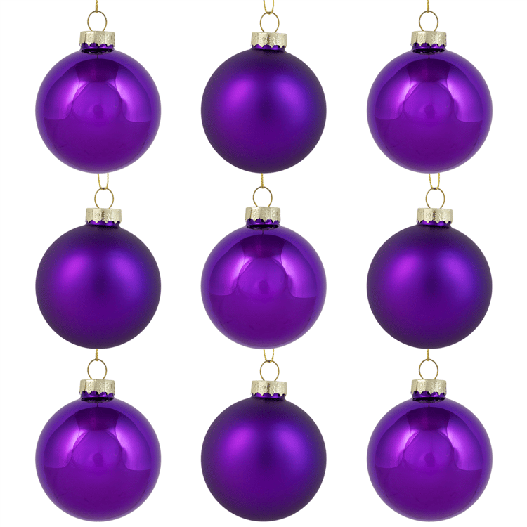 Northlight 9ct. Purple 2-Finish Glass Ball Christmas Ornaments