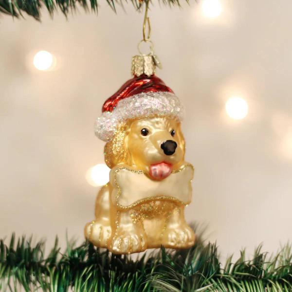 Old World Christmas Jolly Pup Glass Ornament - image 