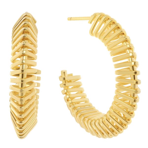 14kt. Gold Over Brass 39mm Fancy Hoop Earrings