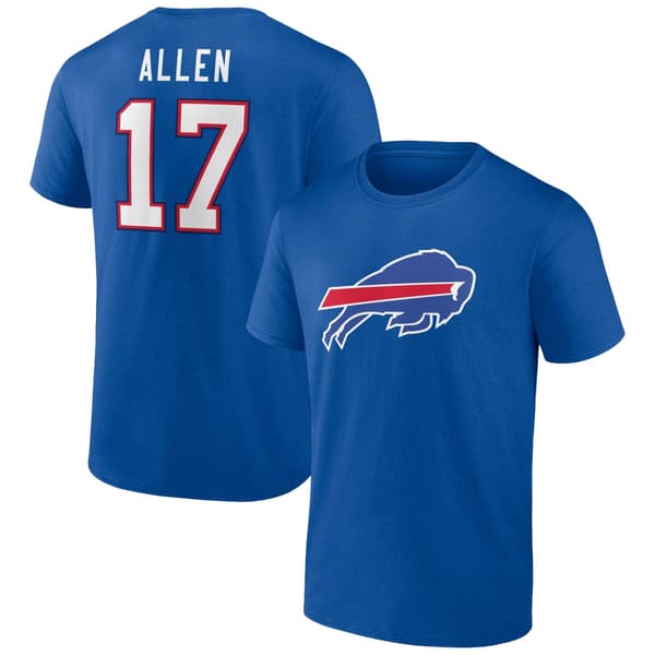 Mens NFL Buffalo Bills Josh Allen #17 Player Short Sleeve Tee