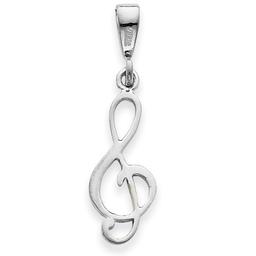 Unisex Gold Classics(tm) 14k. White-Gold Music Note Pendant
