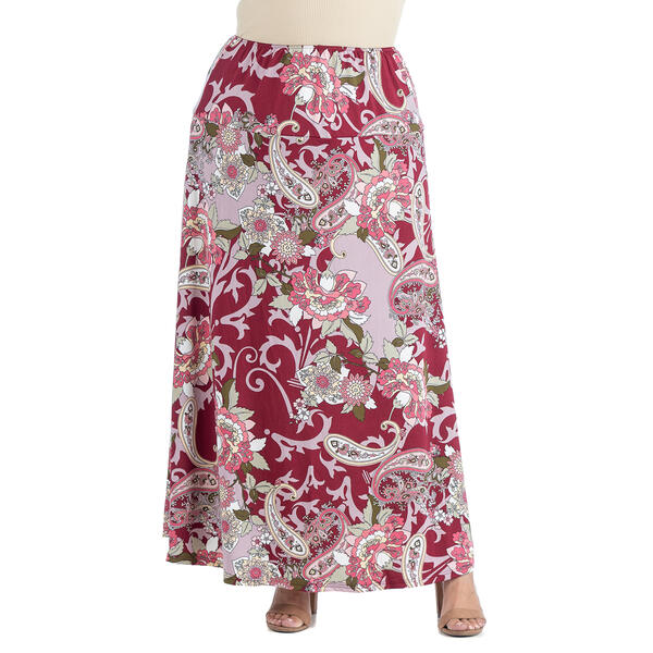 Plus Size 24/7 Comfort Apparel Paisley Floral A-Line Maxi Skirt - image 