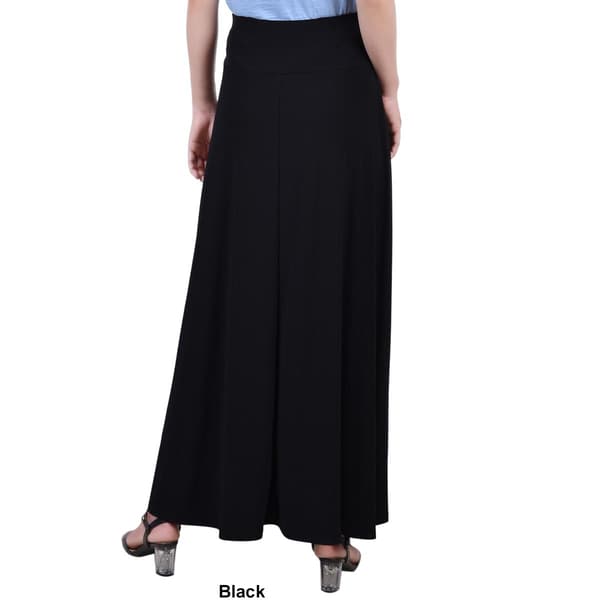 Petite NY Collection Solid Black Tie Waist Long Skirt