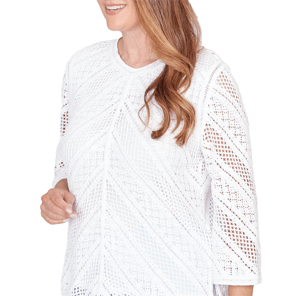 Petite Alfred Dunner St. Augustine Chevron Crochet Sweater