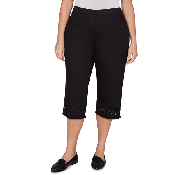 Plus Size Alfred Dunner Detail Driven Geometric Cut Out Capris