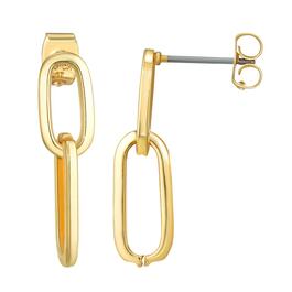 Roman Gold-Tone Graduated Double Link Drop Earrings