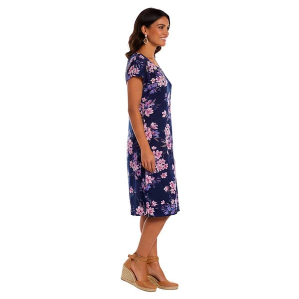 Womens Connected Apparel Short Sleeve Floral Sarong Wrap Dress