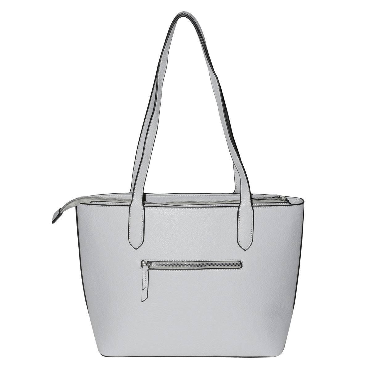 NICCI Solid Tote Bag with Zipper and Slit Pockets