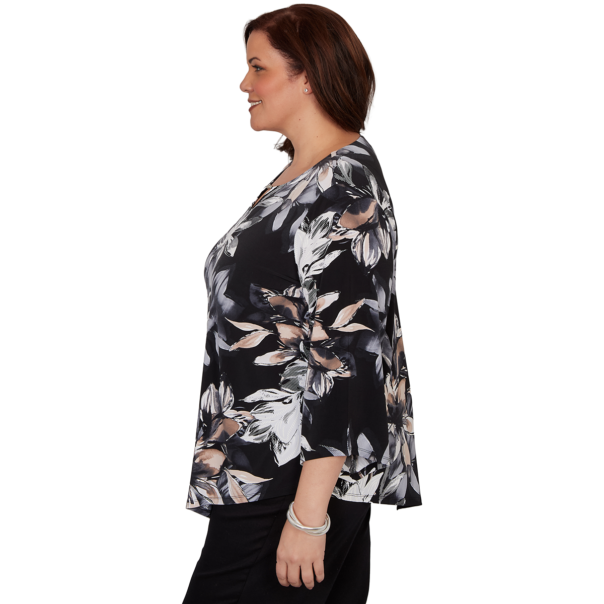 Plus Size Alfred Dunner Classics 3/4 Sleeve Floral Blouse