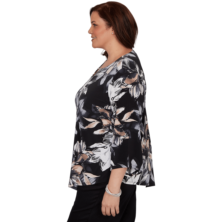 Plus Size Alfred Dunner Classics 3/4 Sleeve Floral Blouse