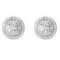 Sterling Silver & Cubic Zirconia Round Halo Earrings - image 1