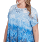 Plus Size Ruby Rd. Tinted Tides Crystal Ombre Cold Shoulder Tee - image 5