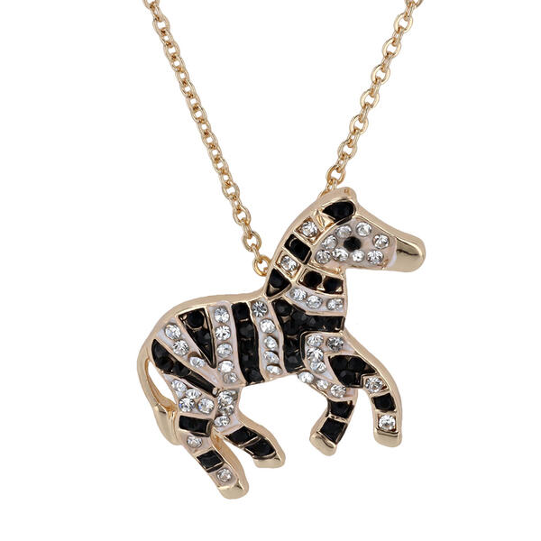 Crystal Kingdom Gold-Tone Crystal Zebra Pendant Necklace - image 
