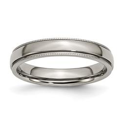 Mens Endless Affection(tm) 4mm Titanium Grooved & Beaded Edge Band