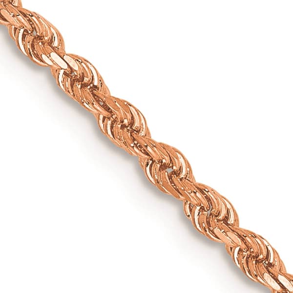 Unisex Gold Classics&#8482; 2mm. Rose Gold Diamond Cut Rope Necklace