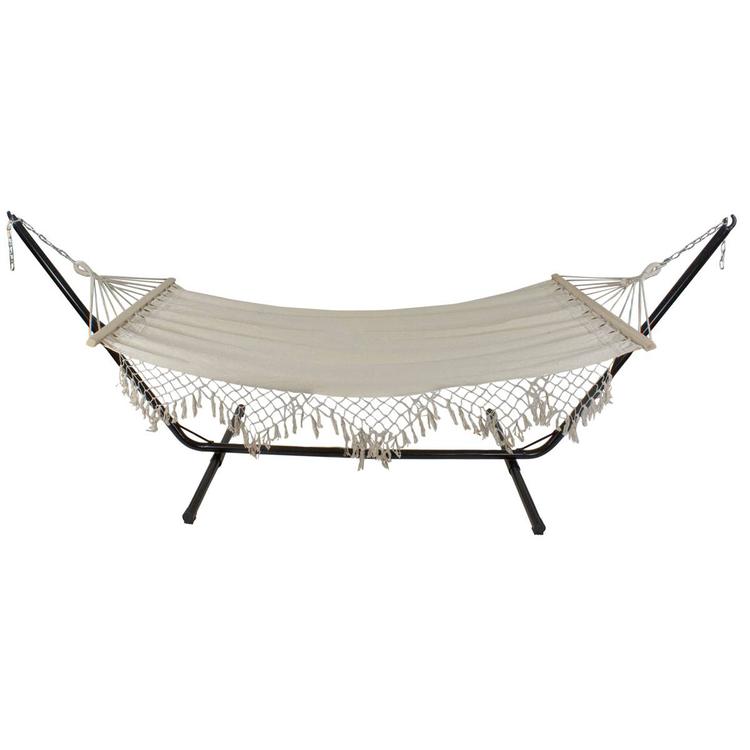 Northlight Seasonal Macrame Cotton Hammock with Wooden Bars