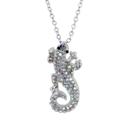 Crystal Kingdom Silver-Tone AB Crystal Lizard Pendant