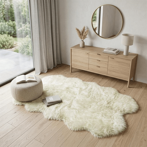 HomeRoots Natural Genuine Sheepskin Handmade Area Rug - image 