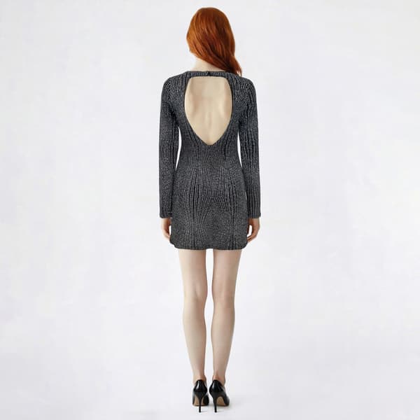 Juniors Trixxi Long Sleeve Glitter Slinky Sheath Dress