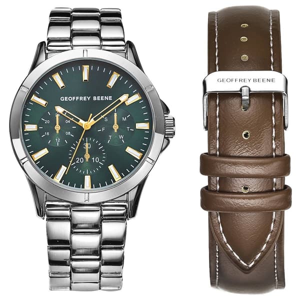 Mens Geoffrey Beene Green Dial Watch Set - GBS8108SLBN - image 