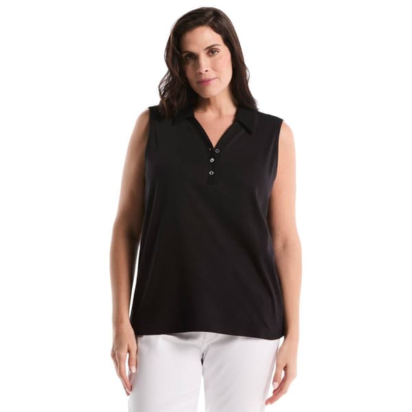 Plus Size Rafaella Sl Rib Collar Solid Polo