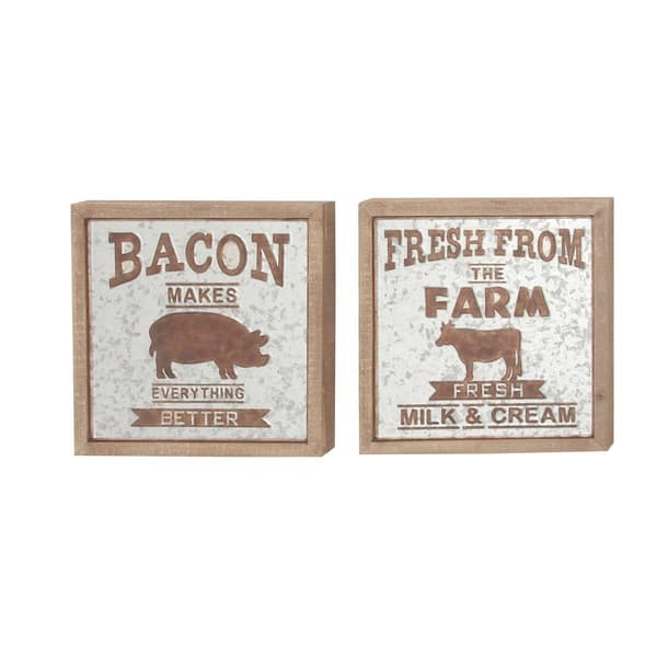 9th & Pike® Framed Cow and Pig Farmhouse Wall Signs - Set of 2