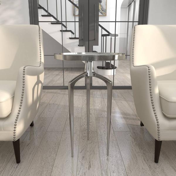 9th & Pike® Contemporary Silver Aluminum Raised Edge Accent Table