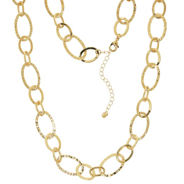 Design Collection Polished & Hammered Oval Links Chain Necklace - image 