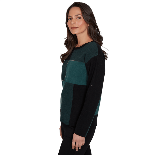 Womens Emaline Feminine Mystique Long Sleeve Color Block Sweater