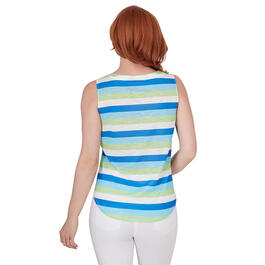 Petite Hearts of Palm Feeling Just Lime Rugby Stripe Blouse