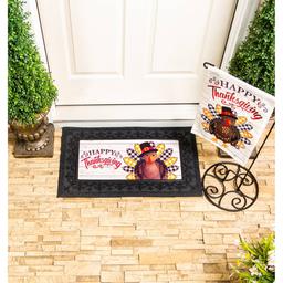 Evergreen Pilgrim Turkey Garden Burlap Flag