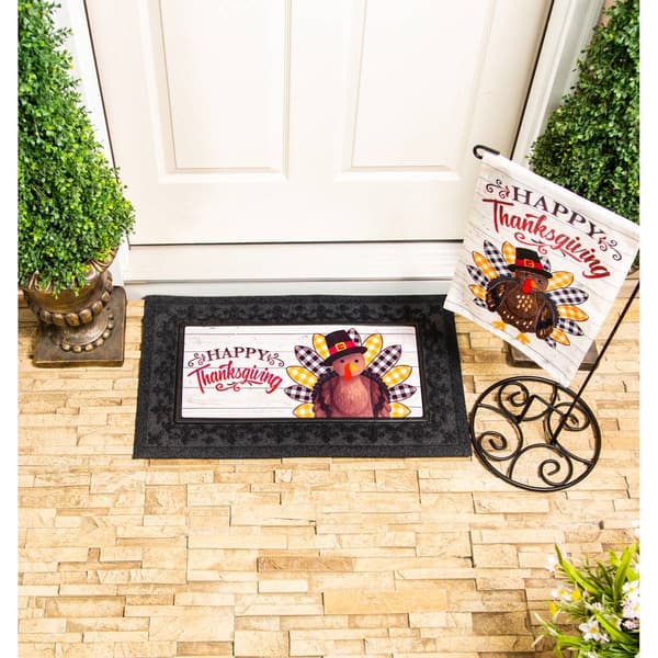 Evergreen Pilgrim Turkey Garden Burlap Flag