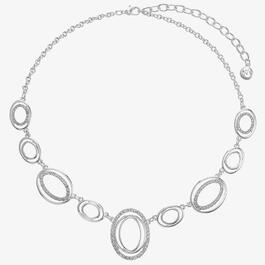 Gloria Vanderbilt Silver-Tone Crystal Open Link Frontal Necklace