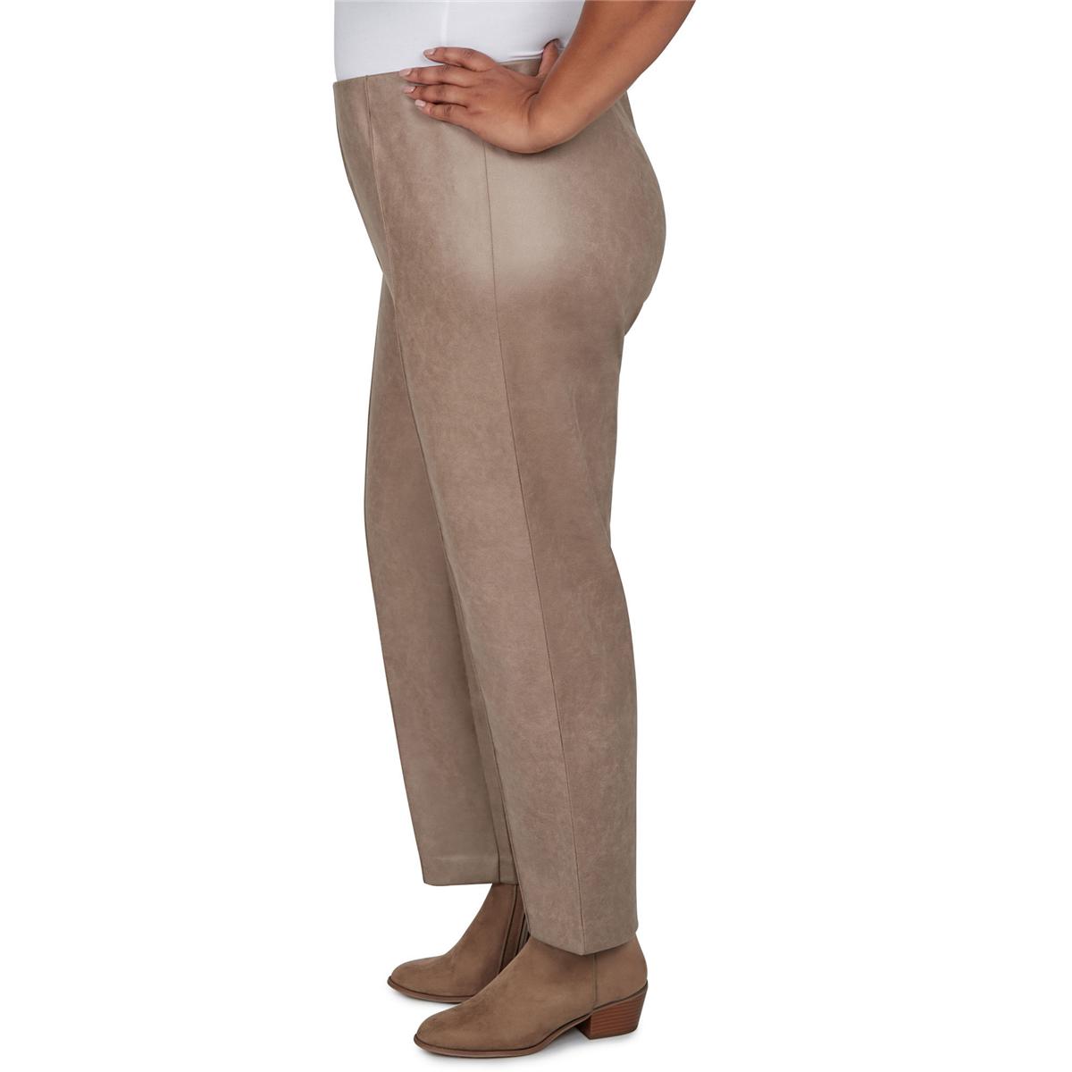 Plus Size Ruby Rd. Mythical Front Seam Suede Ponte Pull On Pants