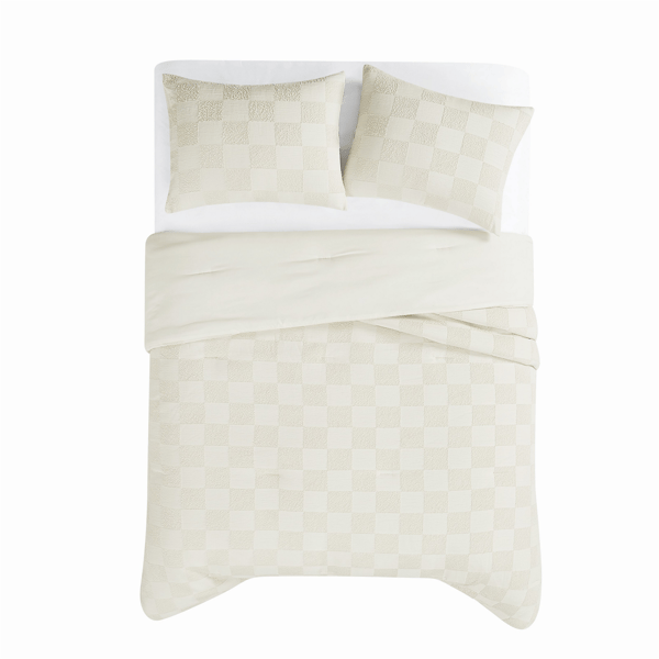 Truly Soft Textured Checkered 3pc. Comforter Set