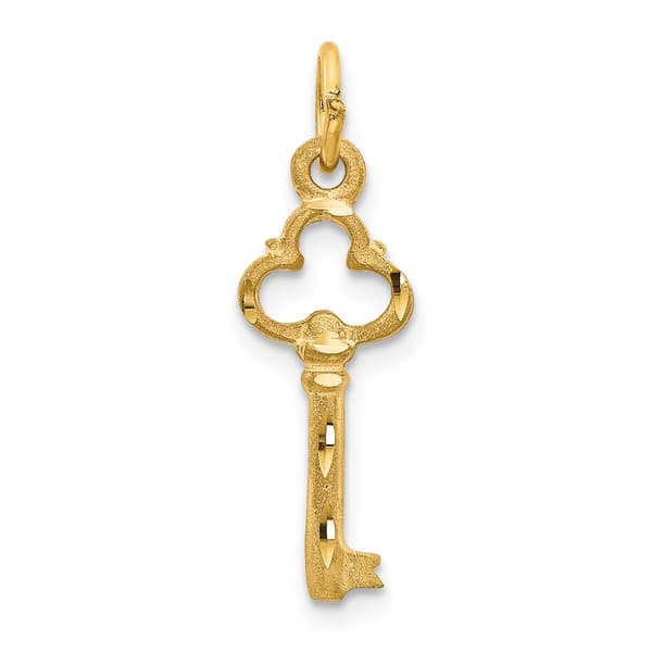 Gold Classics&#40;tm&#41; 14kt. Polished Diamond Cut 3D Key Charm - image 
