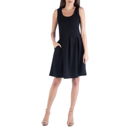 Womens 24/7 Comfort Apparel Pleated Skater Dress w/ Pockets