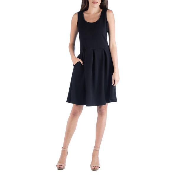 Womens 24/7 Comfort Apparel Pleated Skater Dress w/ Pockets - image 